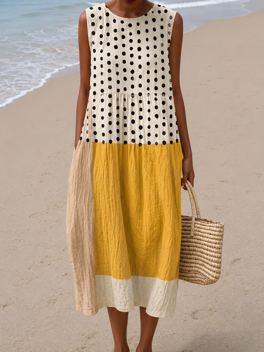 Abito Midi Colorblock a Pois Leah™