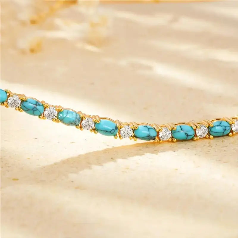 Bracciale con Pietra Turchese Naturale | Oro