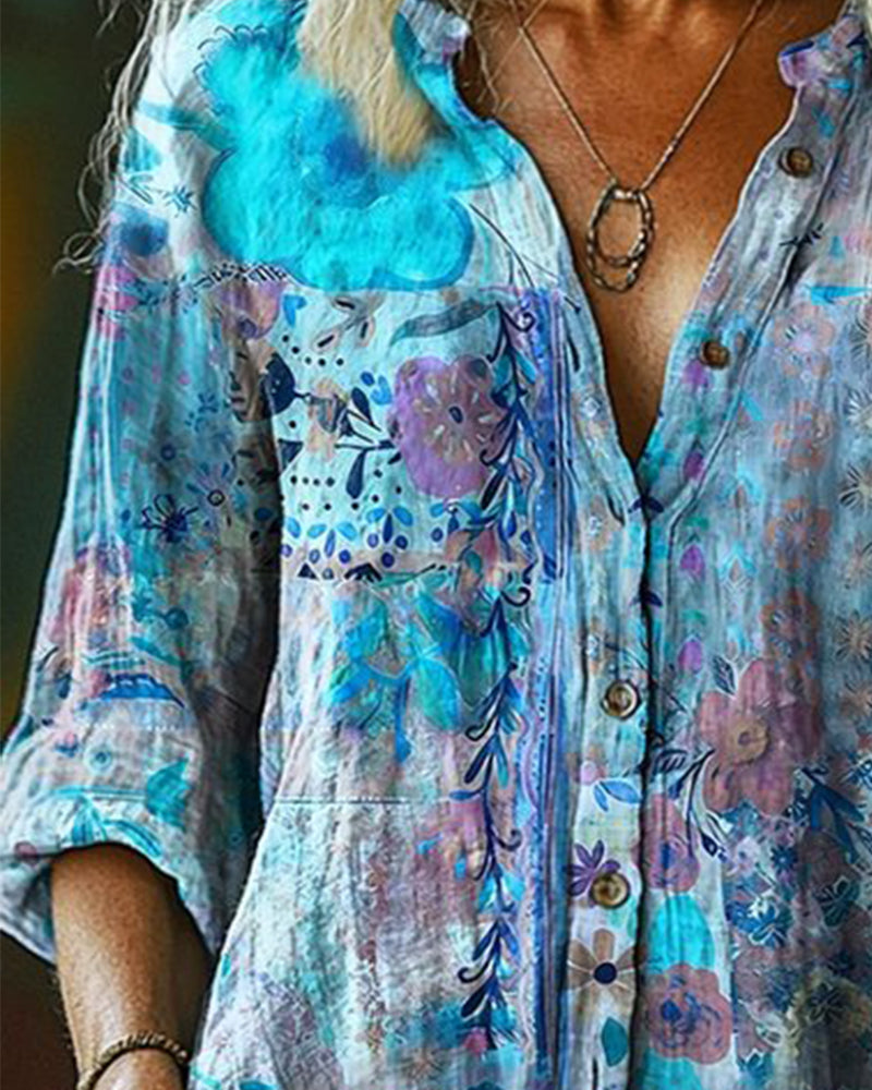 Alma | Camicia artistica con stampa floreale