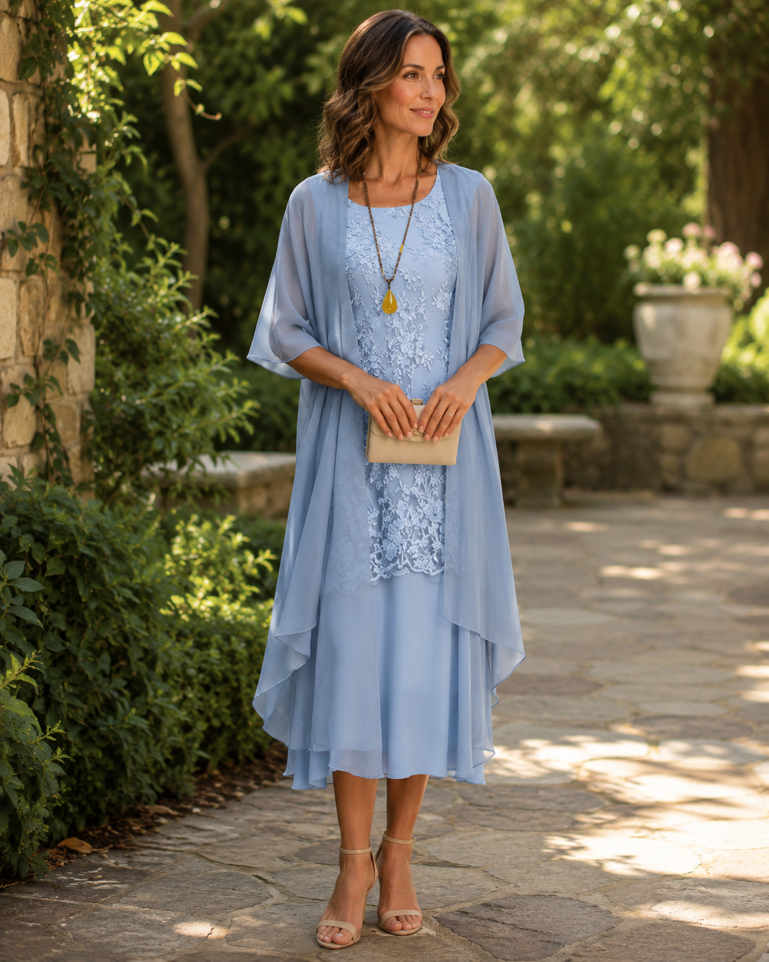 Elegante Abito Due Pezzi in Chiffon