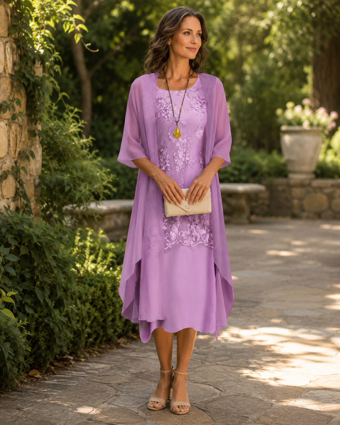 Elegante Abito Due Pezzi in Chiffon