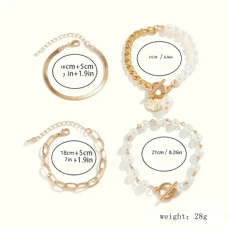 Set di Bracciali di Perle a Strati di Lusso