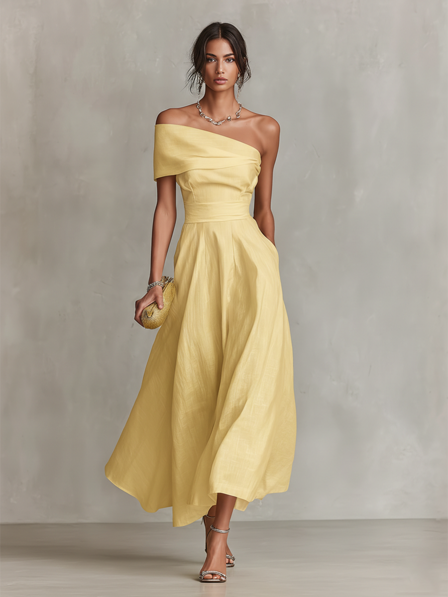 Serena | Abito midi monospalla