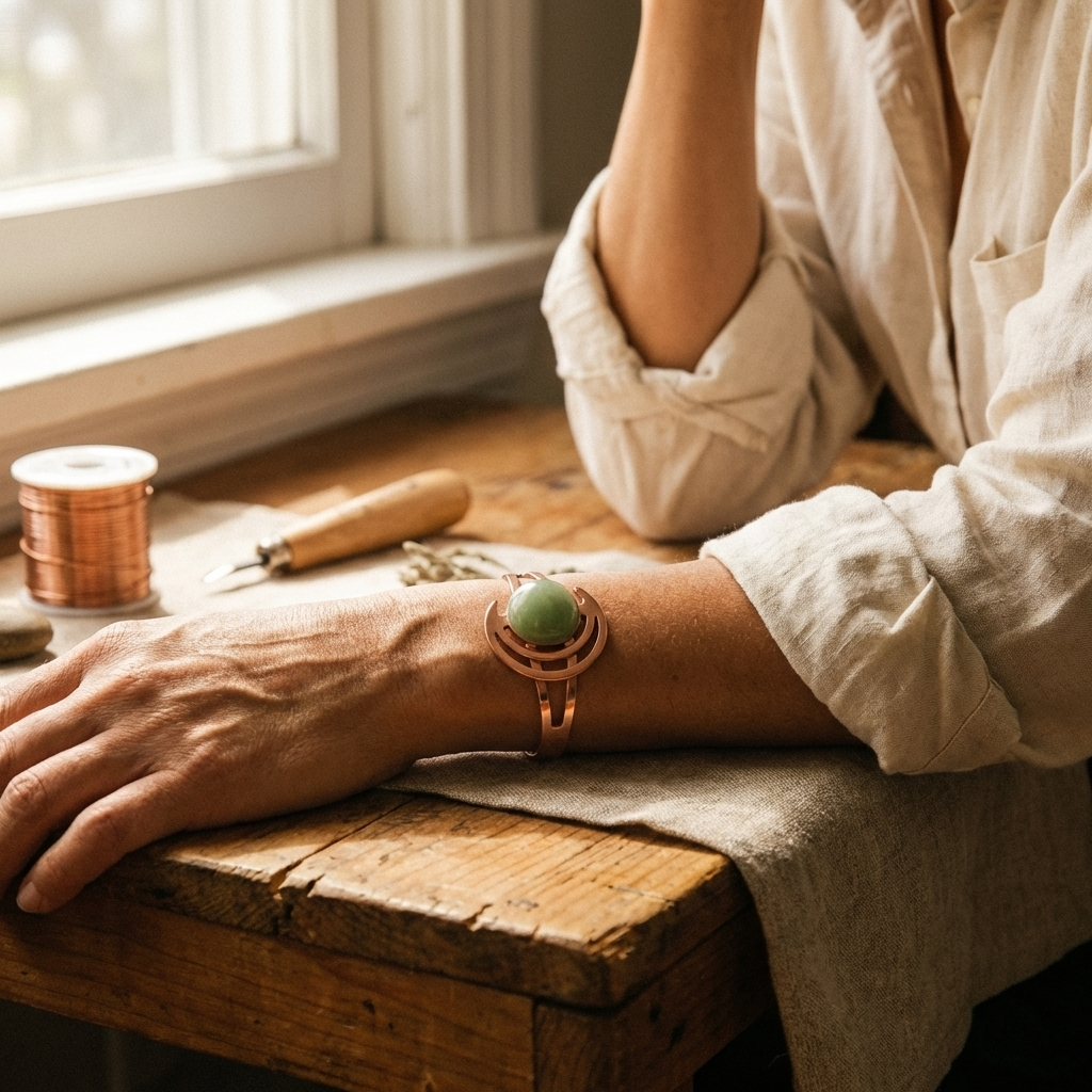 Bracciale in Rame di Valentini & Morelli Roma - Sfera Verde