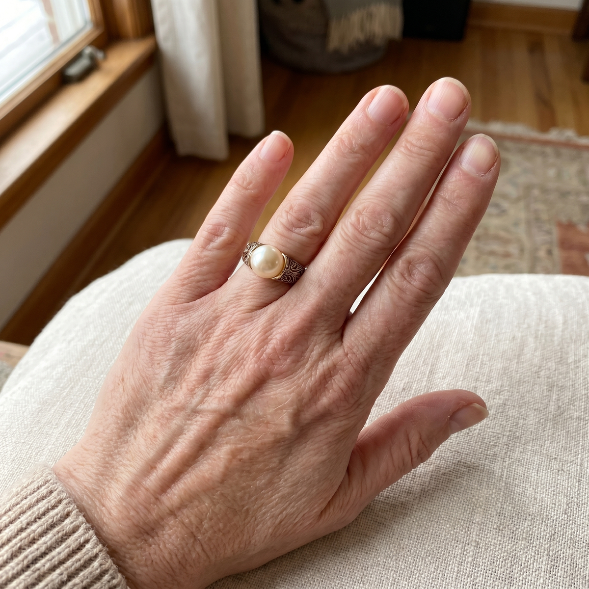 Anello Vintage con Perla Dorata