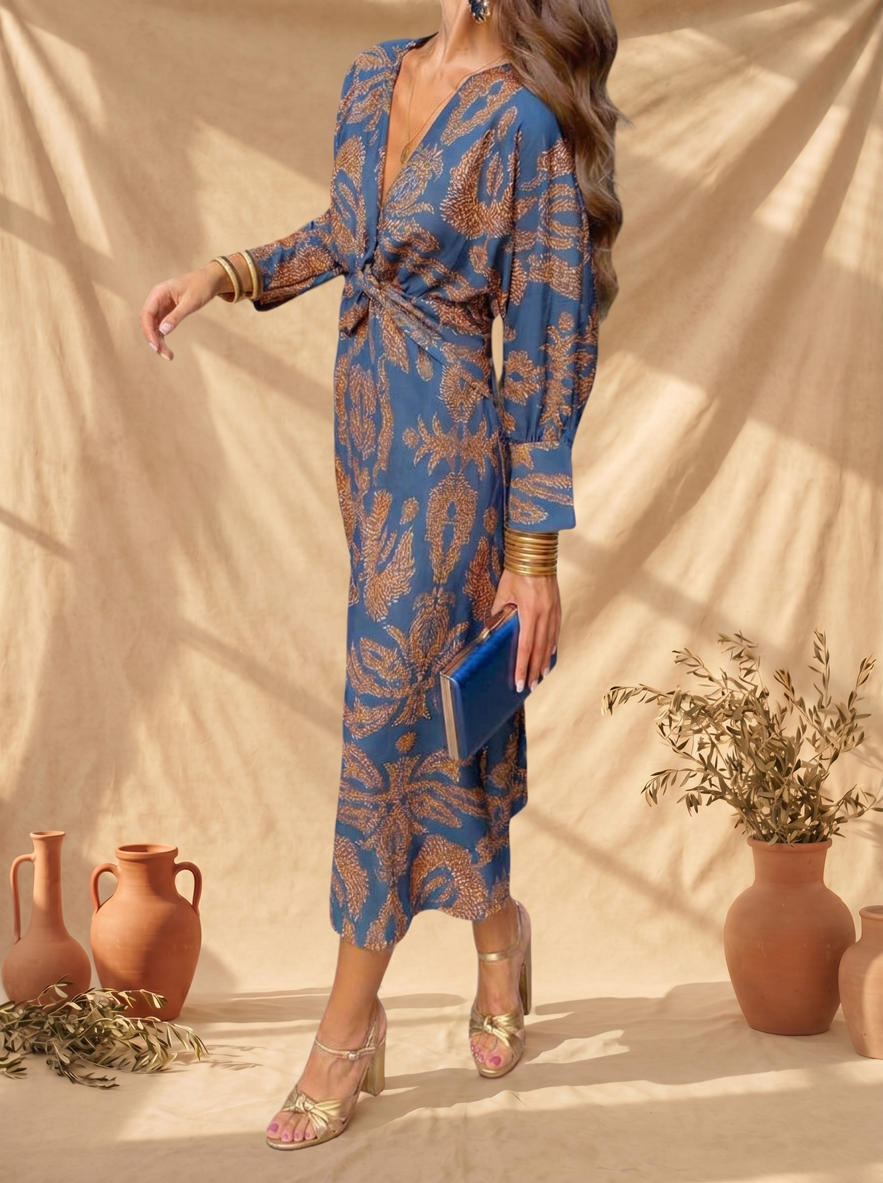 Celeste | Abito Midi Eleganza Floreale