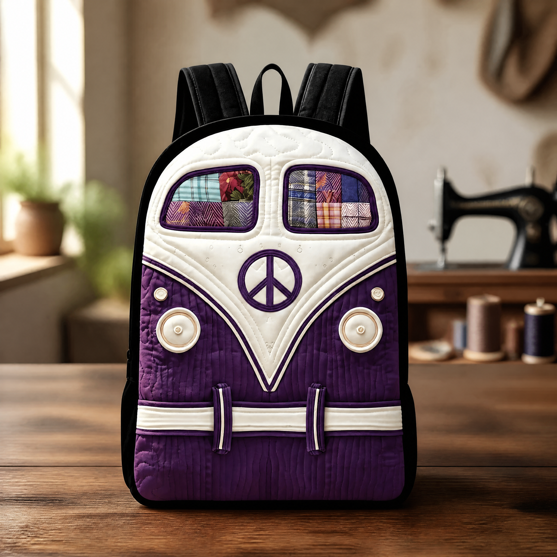 Zaino Trapuntato Viola Hippie con Spallacci Neri