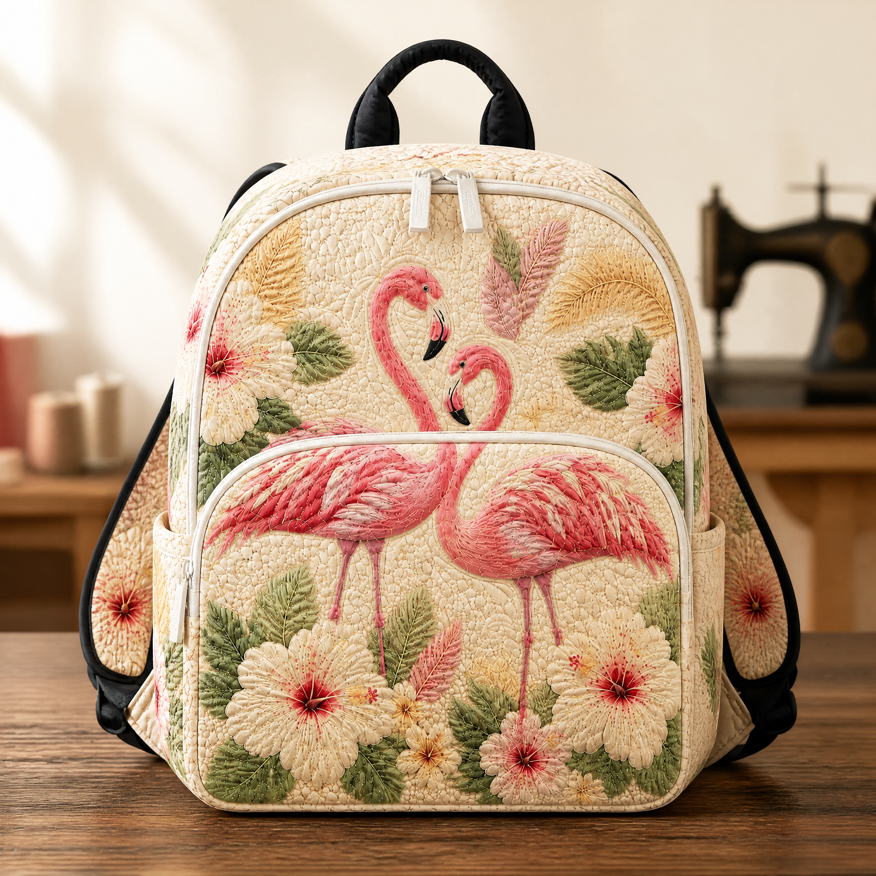 Zaino Trapuntato Rosa con Fenicottero