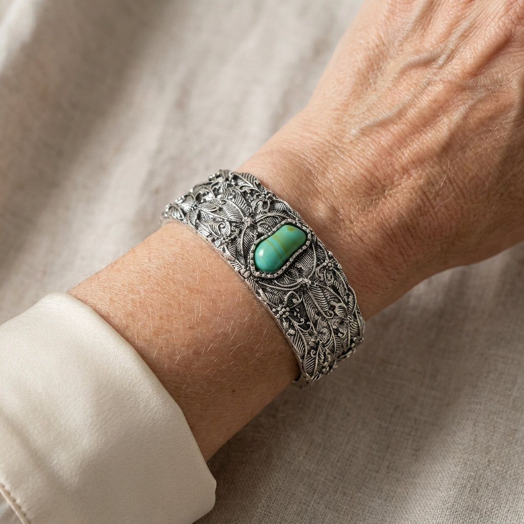 Teodora™ - Bracciale Cuff Vintage con Turchese